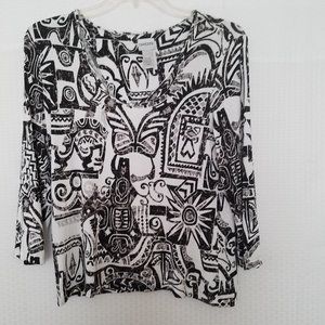 Chico's Black and White Aztec Print Blouse